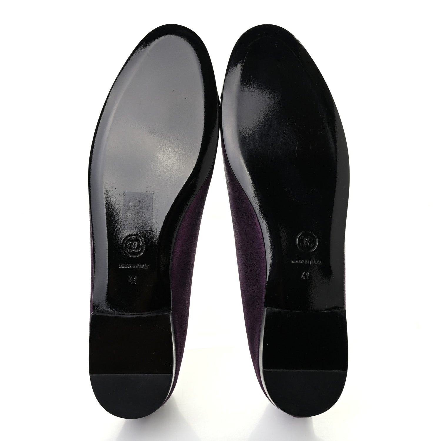 Chanel Metallic Lambskin Cap Toe CC Ballerina Flats 41 Dark Plum 4 of 6
