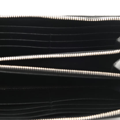 Saint Laurent Grain De Poudre Matelasse Chevron Monogram Zip Around Wallet Black 5 of 9