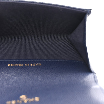 Chanel Caviar Quilted Flap Card Holder Wallet Navy Blue 5 of 9