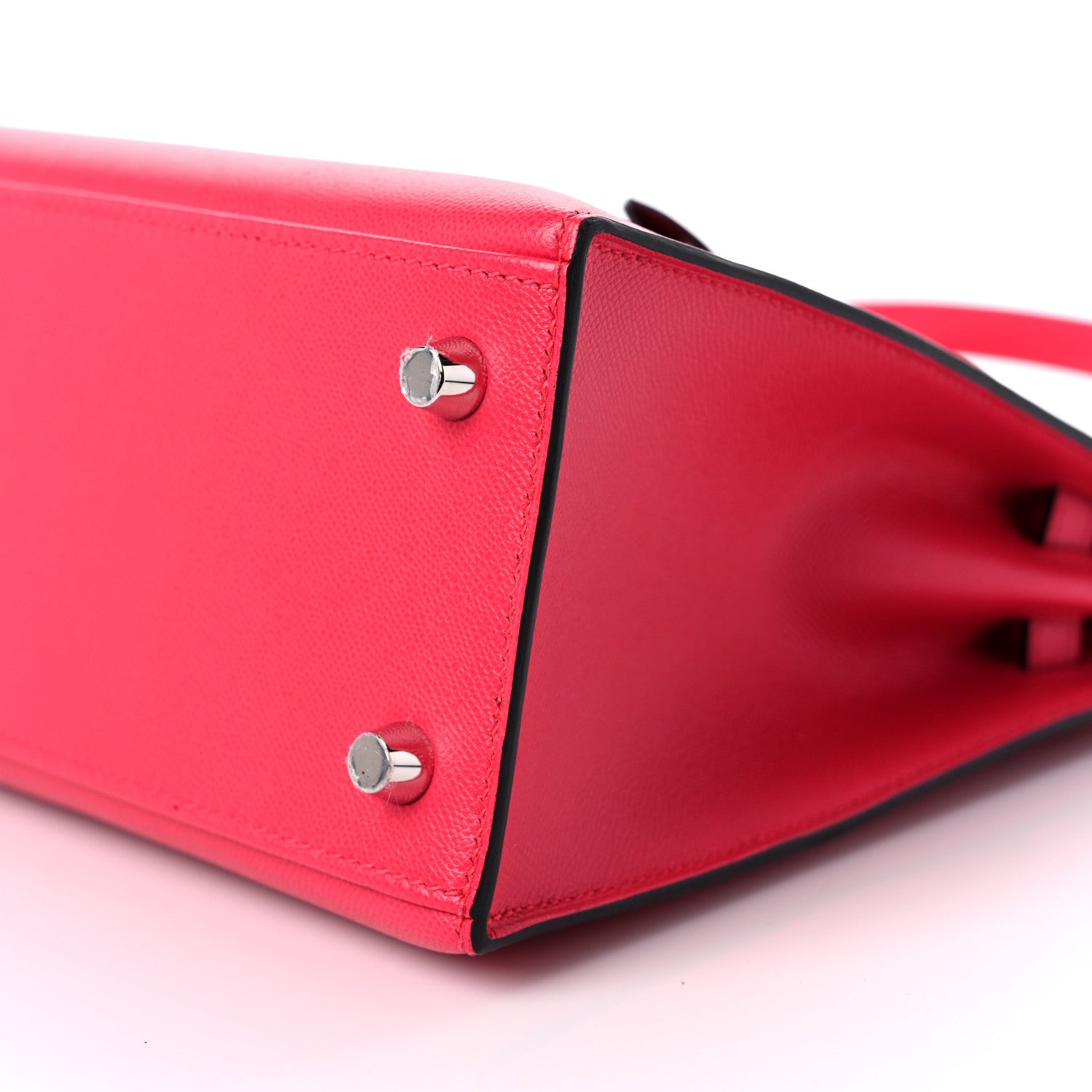 Hermes Madame Calfskin Verso Kelly Sellier 25 Rose Extreme Rouge Piment 9 of 10