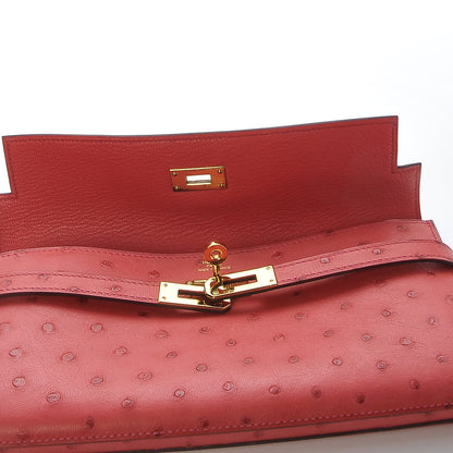 Hermes Ostrich Kelly Longue Wallet Bougainvillea 11 of 23