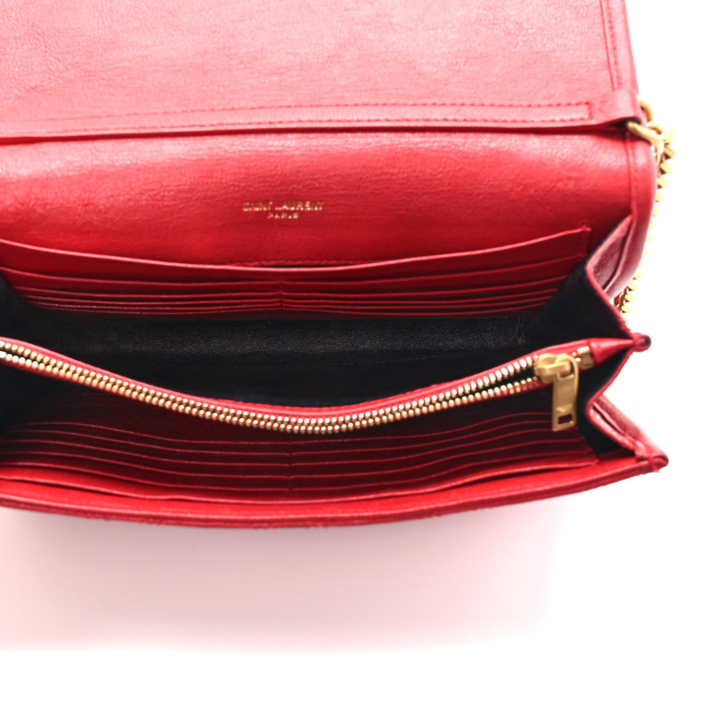 Lambskin Diamond Quilted Becky Chain Wallet Rouge Eros