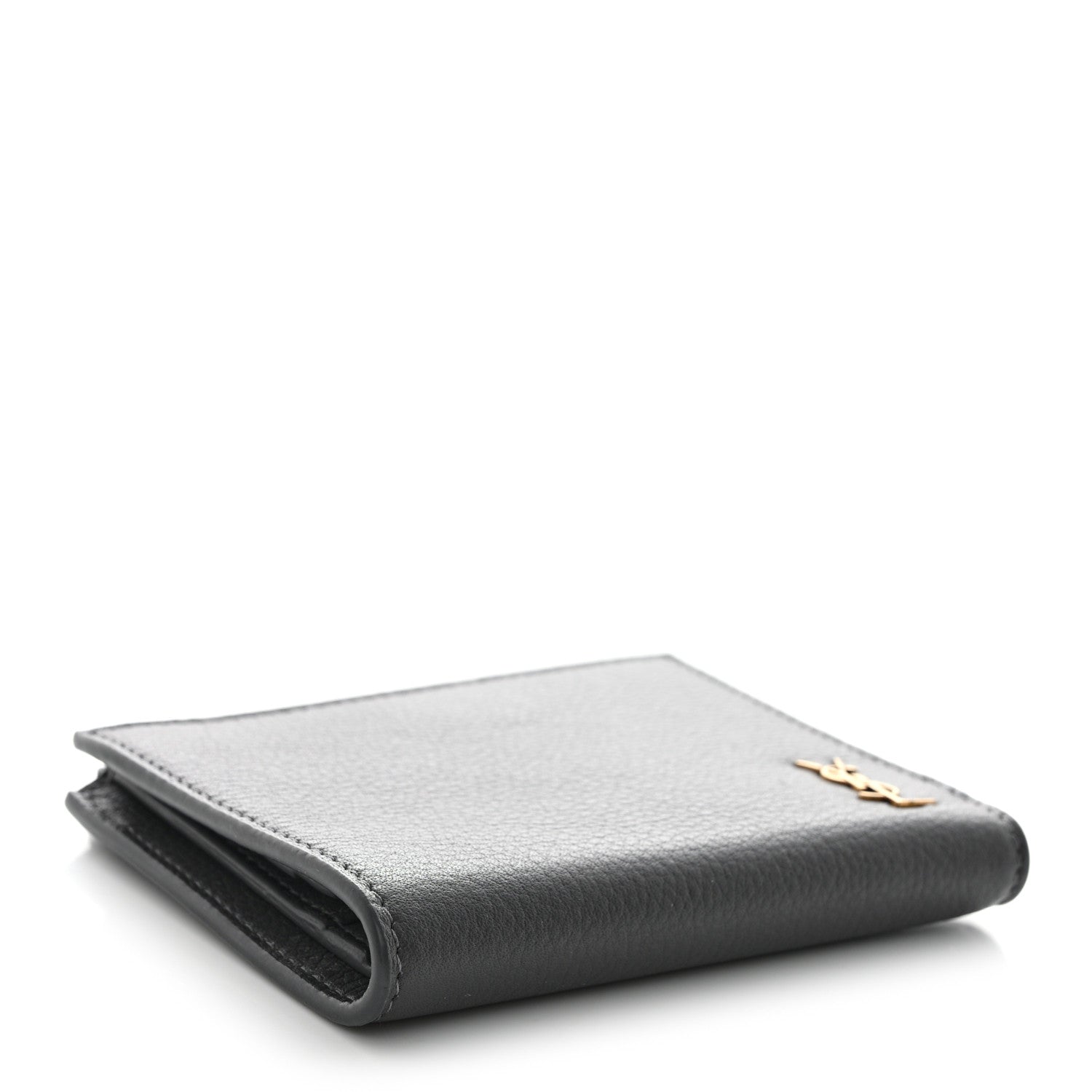Saint Laurent Calfskin Compact Zip Wallet Storm 4 of 9