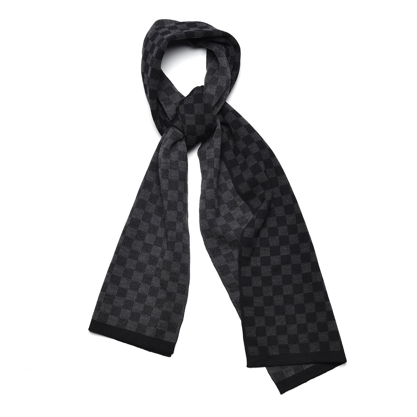Wool Petit Damier Graphite Scarf Black