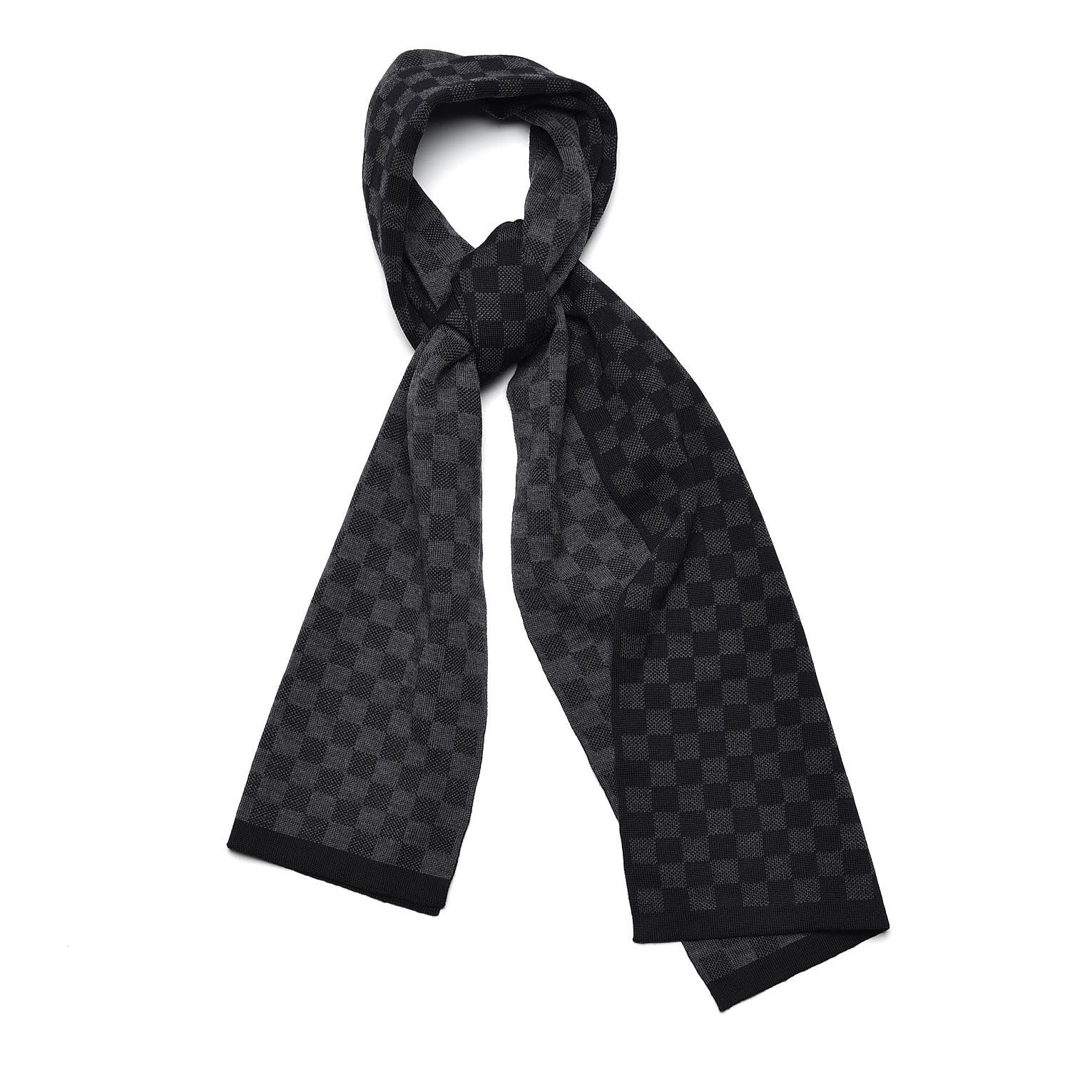 Louis Vuitton Wool Petit Damier Graphite Scarf Black 1 of 4