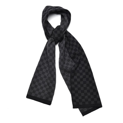 Louis Vuitton Wool Petit Damier Graphite Scarf Black 1 of 4