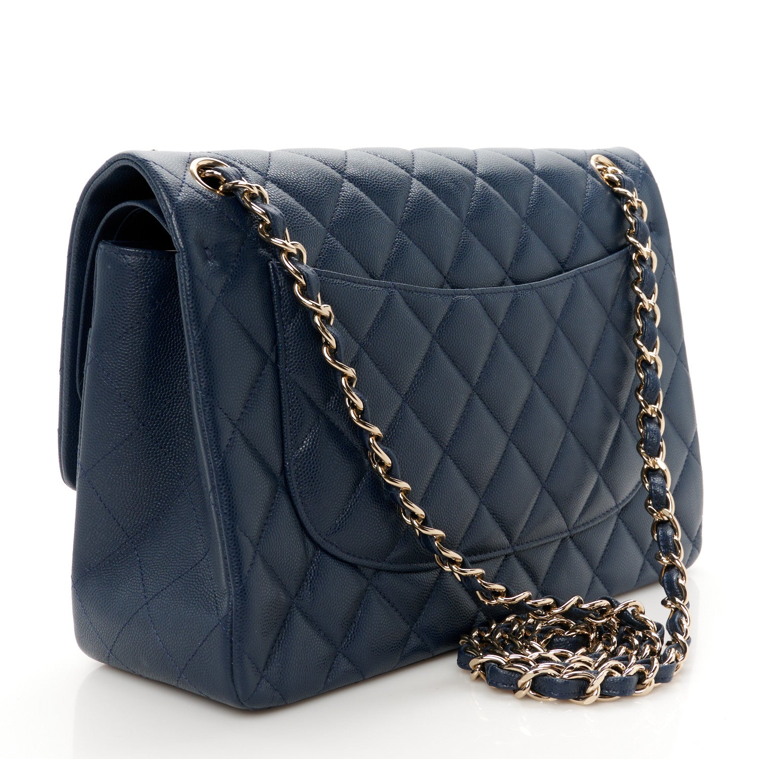 Chanel Caviar Quilted Jumbo Double Flap Navy Blue 3 of 11