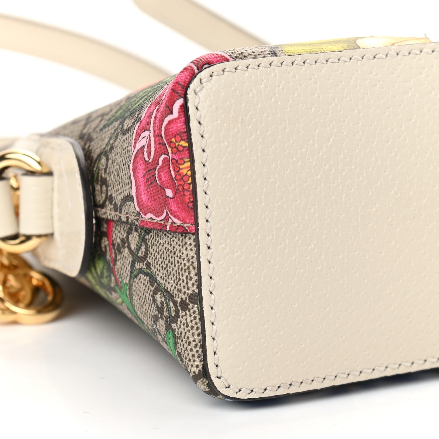 GG Supreme Monogram Flora Web GG Small Ophidia Dome Shoulder Bag White