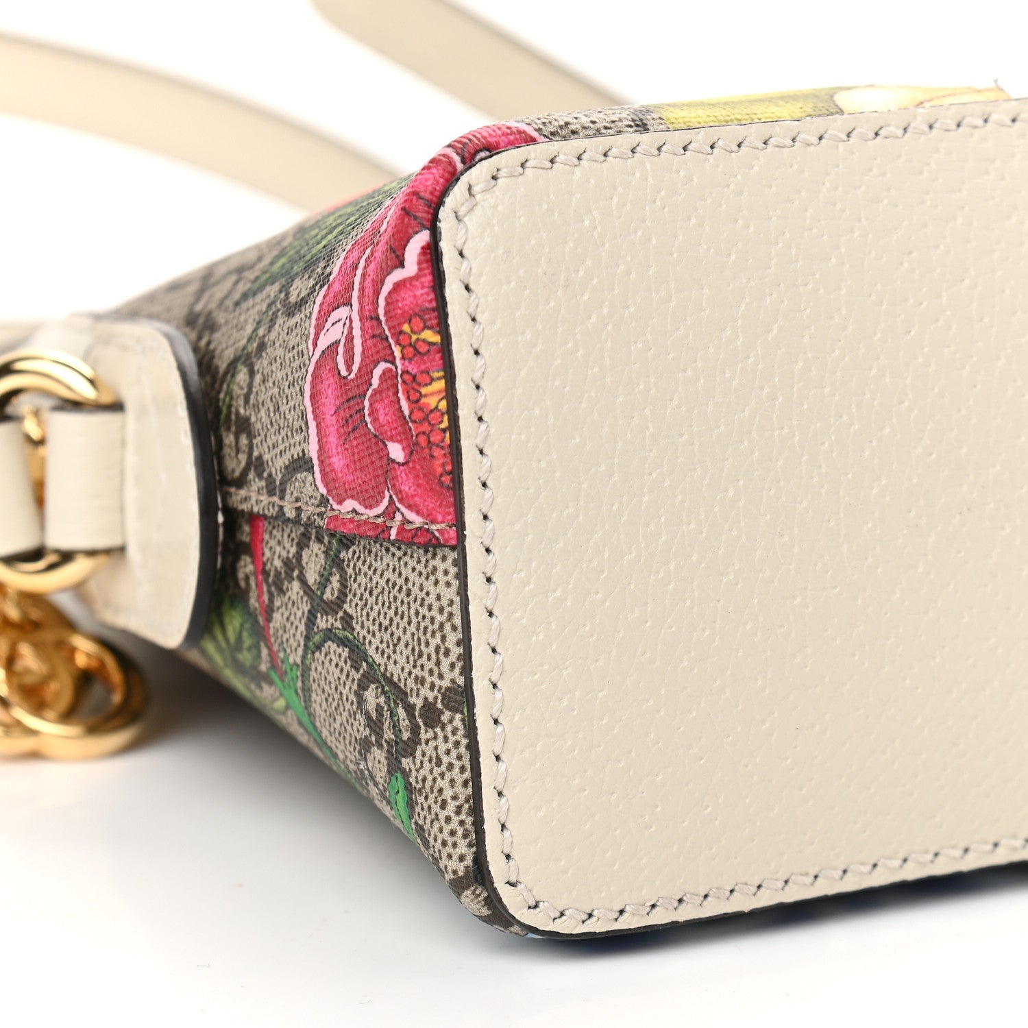 Gucci GG Supreme Monogram Flora Web GG Small Ophidia Dome Shoulder Bag White 8 of 10