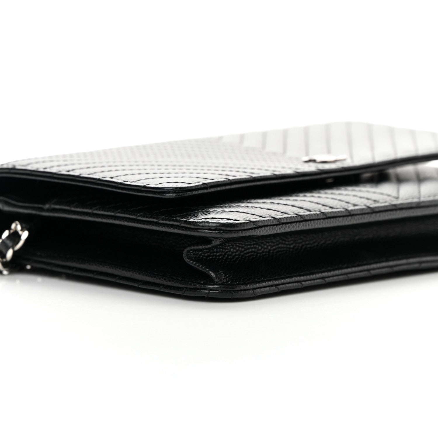Chanel Caviar Chevron Quilted Wallet On Chain WOC Black 12 of 15