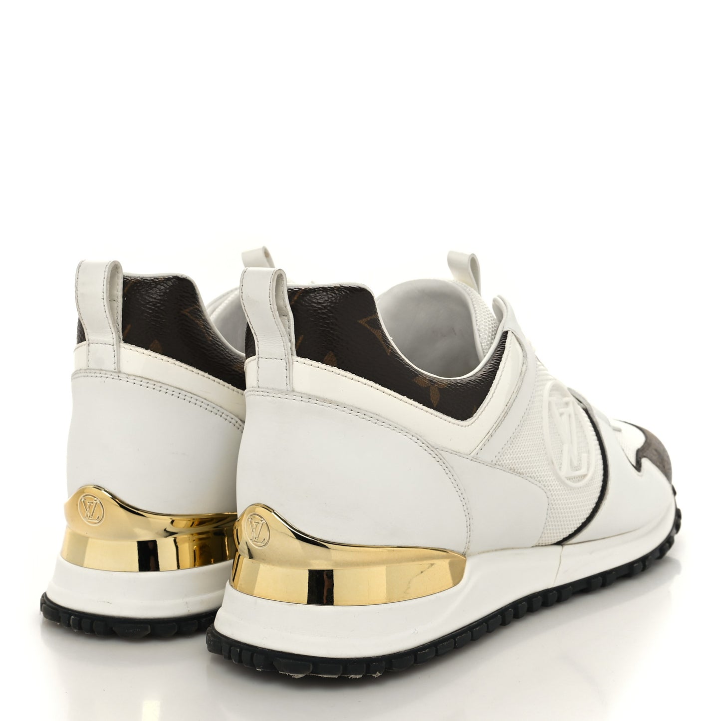 Calfskin Monogram Run Away Sneakers 39.5 White