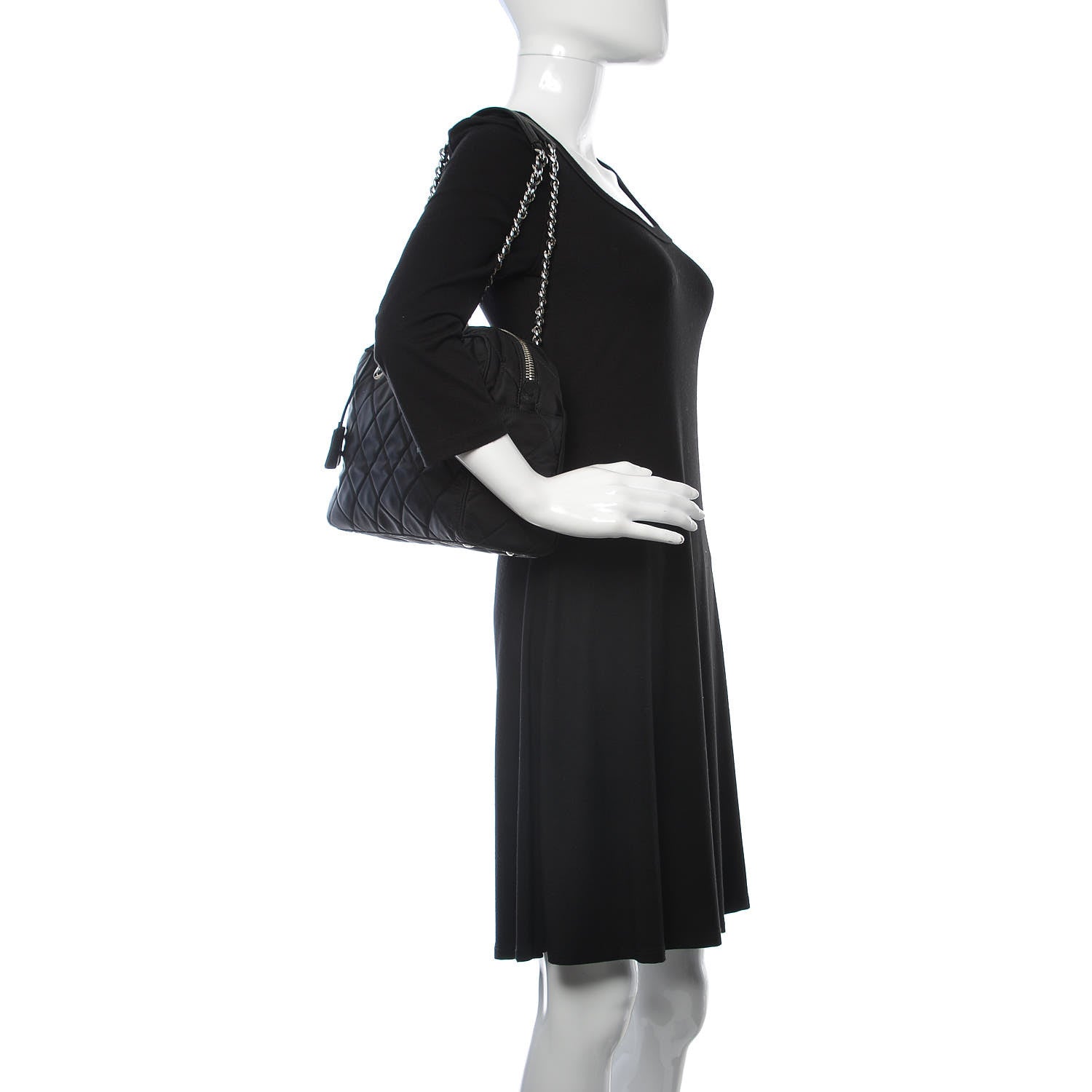 Prada Nylon Tessuto Impuntu Quilted Shoulder Bag Black 2 of 12