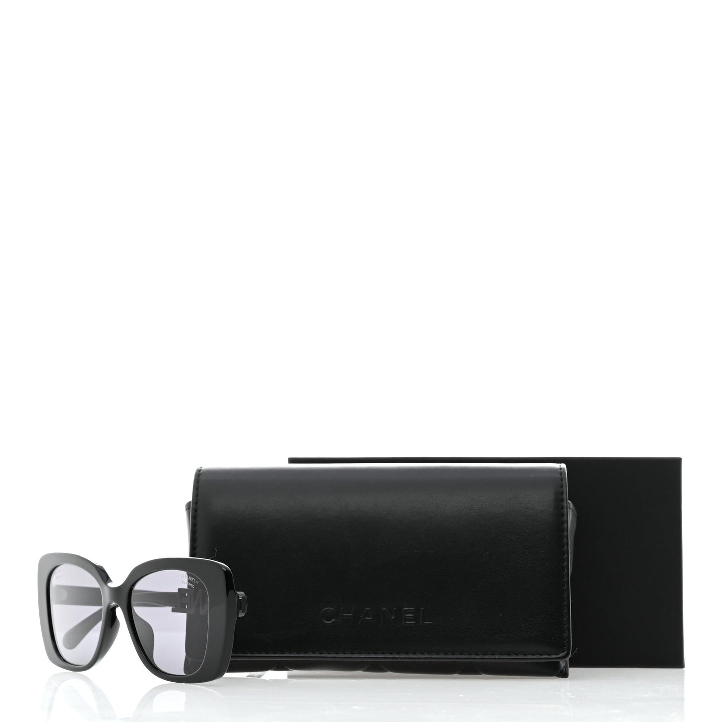 Acetate Strass Polarized Square Sunglasses 5422-B Black