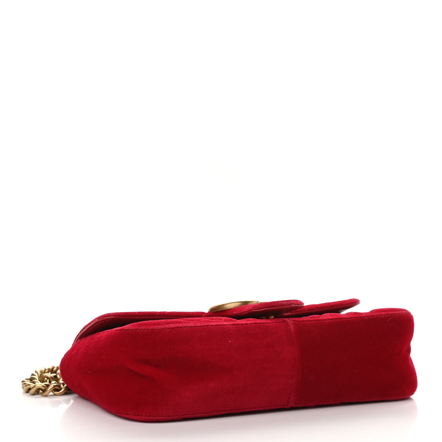 Gucci Velvet Matelasse Mini GG Marmont Shoulder Bag Hibiscus Red 4 of 11