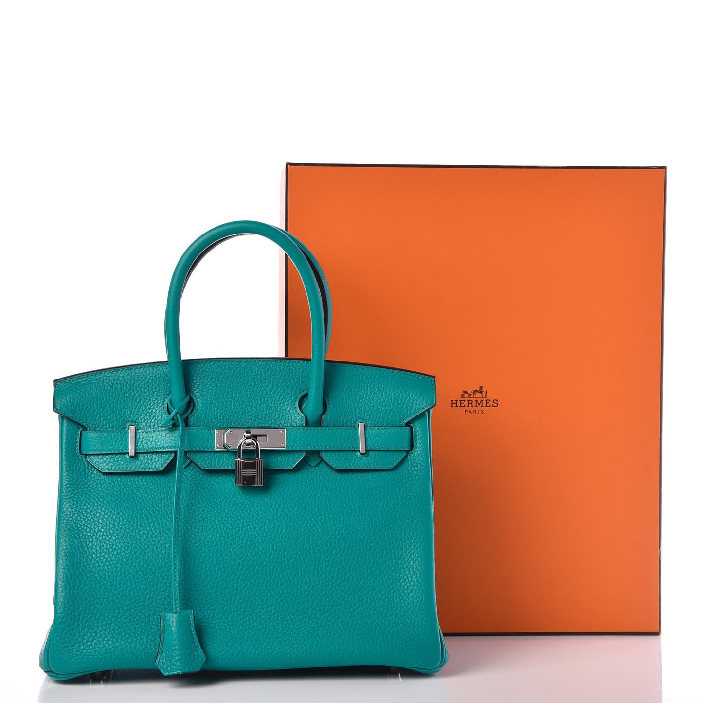 Taurillon Clemence Birkin 30 Bleu Paon