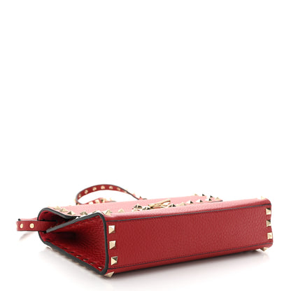 Valentino Garavani Pebbled Calfskin Medium Rockstud Flip Lock Crossbody Bag Red 4 of 9