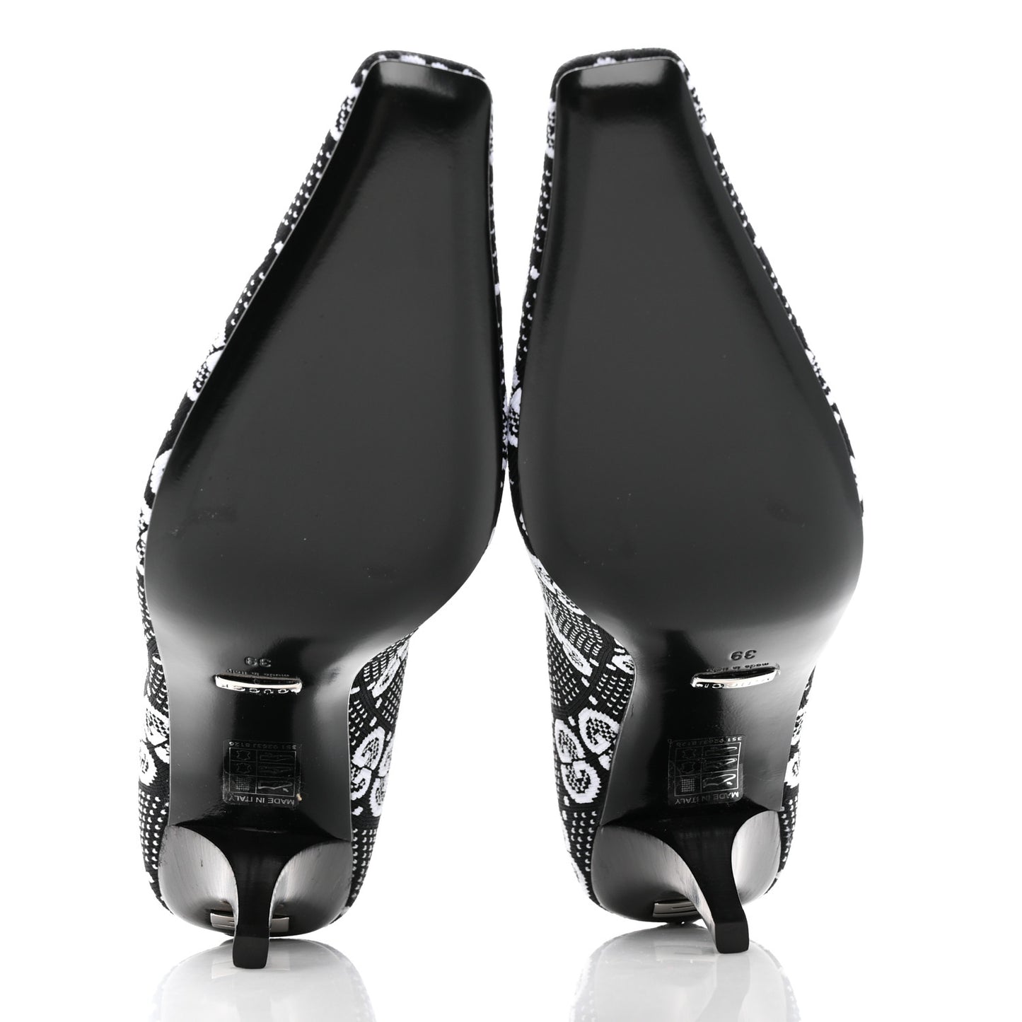 Technical Jersey Knit GG Monogram Square G 75mm Ankle Boots 39 Black Great White