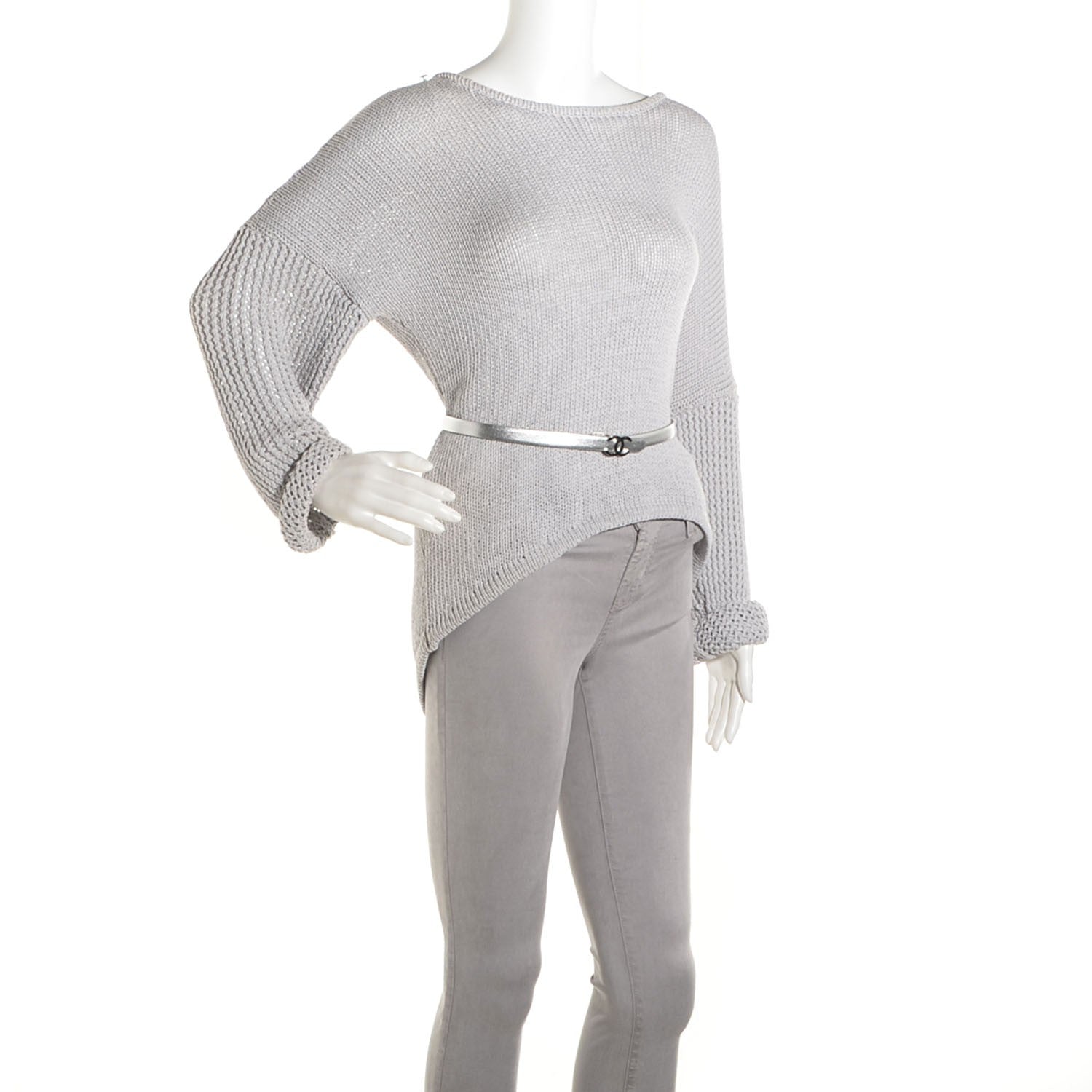 Chanel Metallic CC Logo Skinny Belt 90 36 Silver 2 of 7