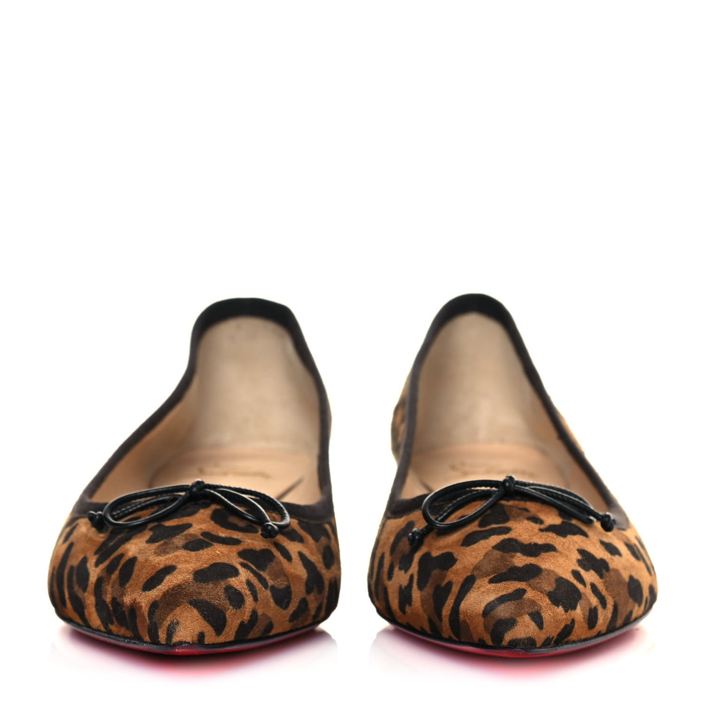 Veau Velours Nappa Leopard Print Spiked Hall Flats 40 Caramel