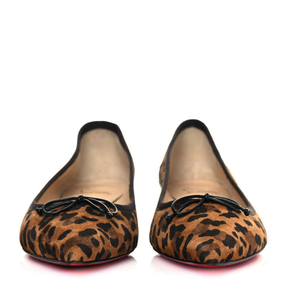 Christian Louboutin Veau Velours Nappa Leopard Print Spiked Hall Flats 40 Caramel 2 of 10