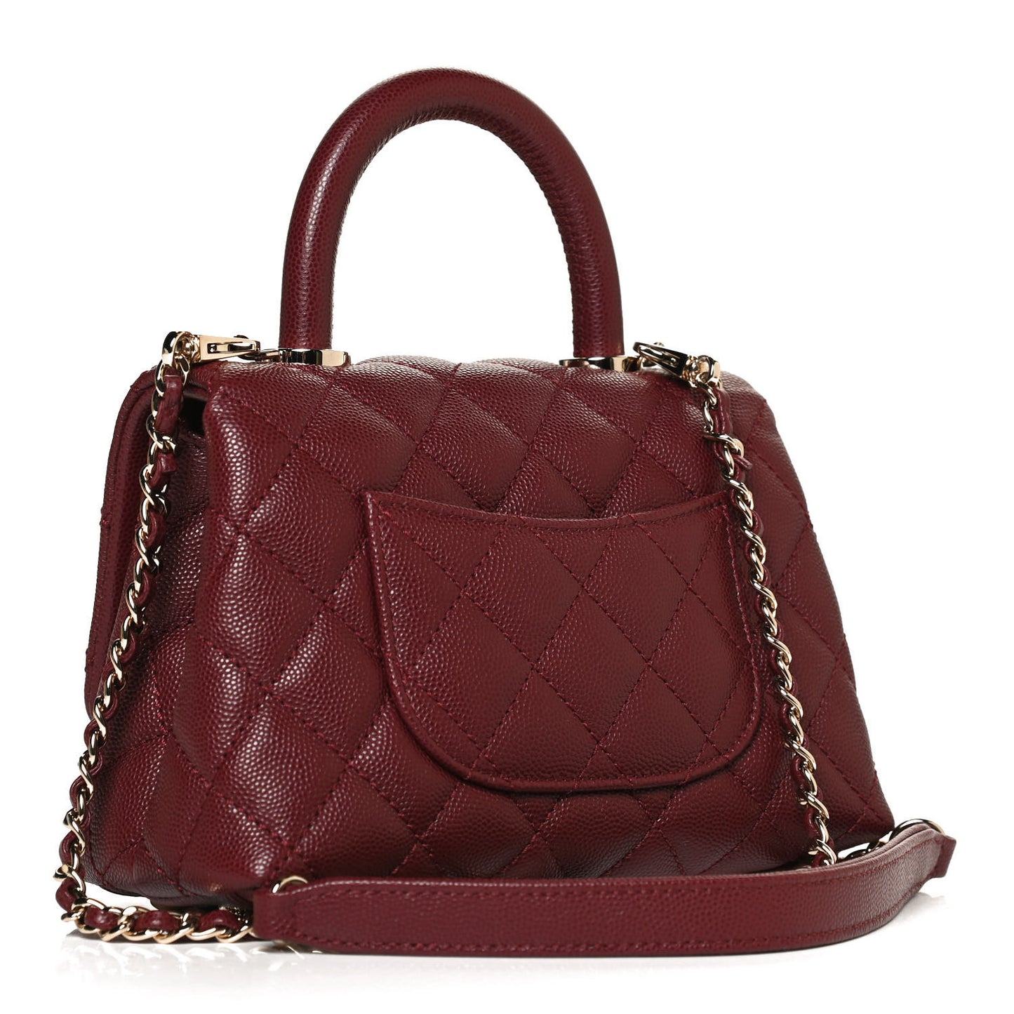 Caviar Quilted Extra Mini Coco Handle Flap Burgundy
