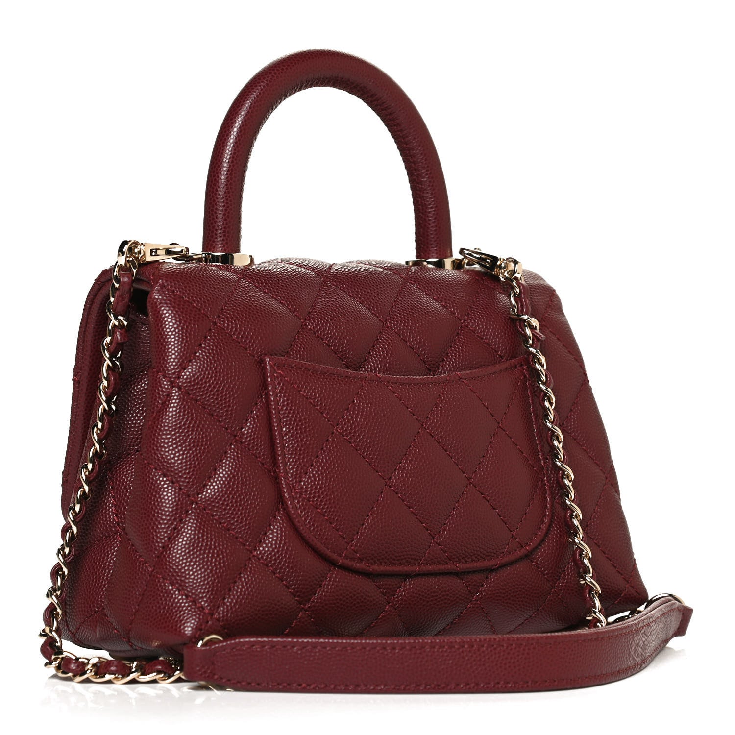 Chanel Caviar Quilted Extra Mini Coco Handle Flap Burgundy 3 of 12