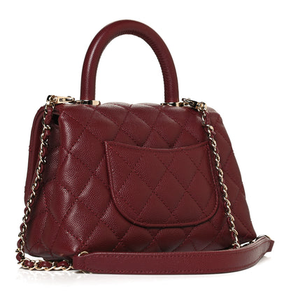 Chanel Caviar Quilted Extra Mini Coco Handle Flap Burgundy 3 of 12