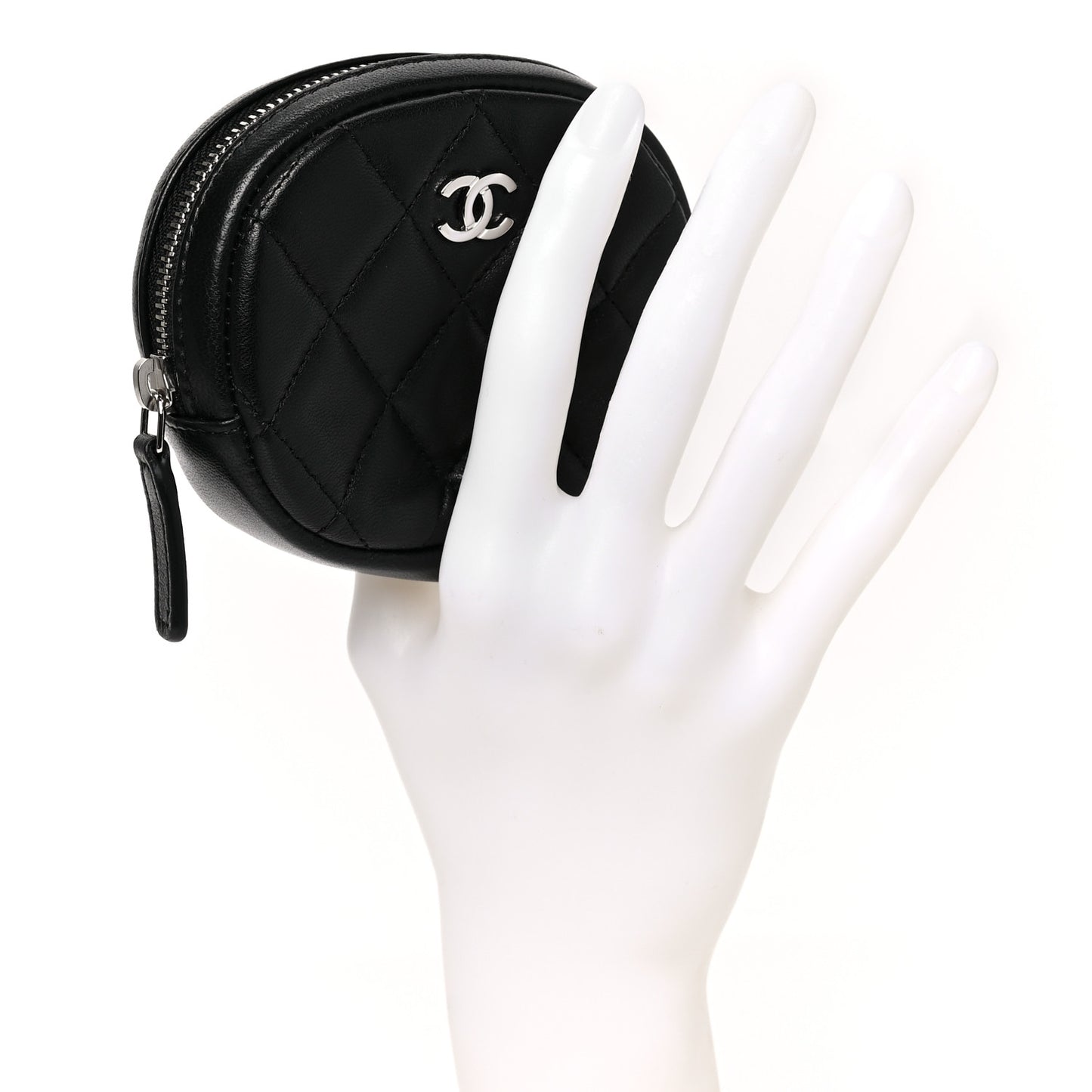 Lambskin Quilted Zip Around Classic Coin Purse Black