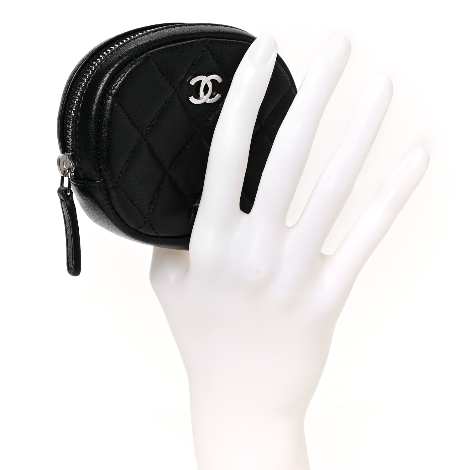Chanel Lambskin Quilted Zip Around Classic Coin Purse Black 2 of 7
