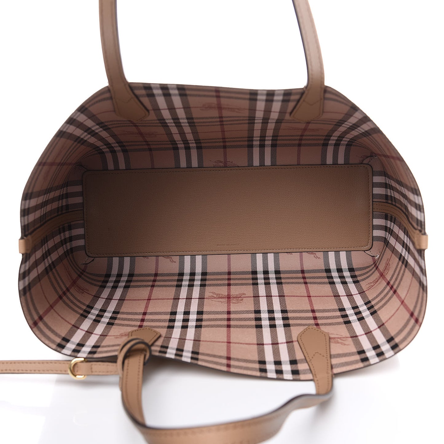 Grainy Calfskin Haymarket Check Medium Reversible Tote Camel