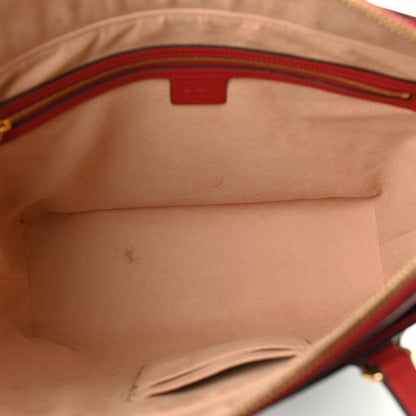 Gucci GG Supreme Monogram Blooms Medium Zippered Bucket Tote Beige Blue Navy Hibiscus Red 5 of 12