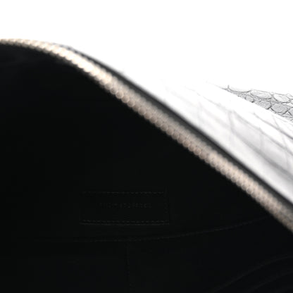 Saint Laurent Calfskin Crocodile Embossed Zipped Tablet Holder Black 7 of 7