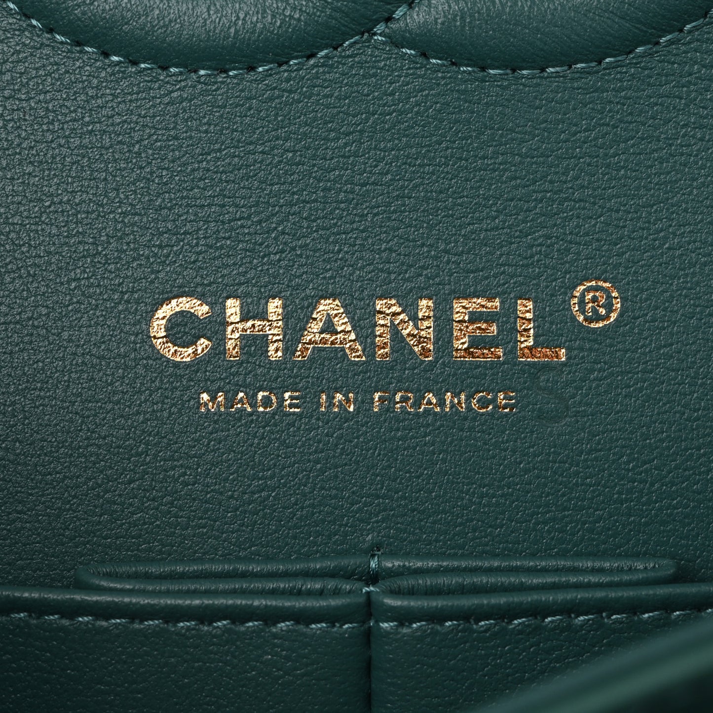 Shaded Patent Calfskin Quilted Medium Double Flap Green Blue