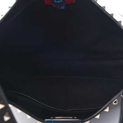 Valentino Garavani Grained Calfskin Large Rockstud Hobo Black 4 of 4