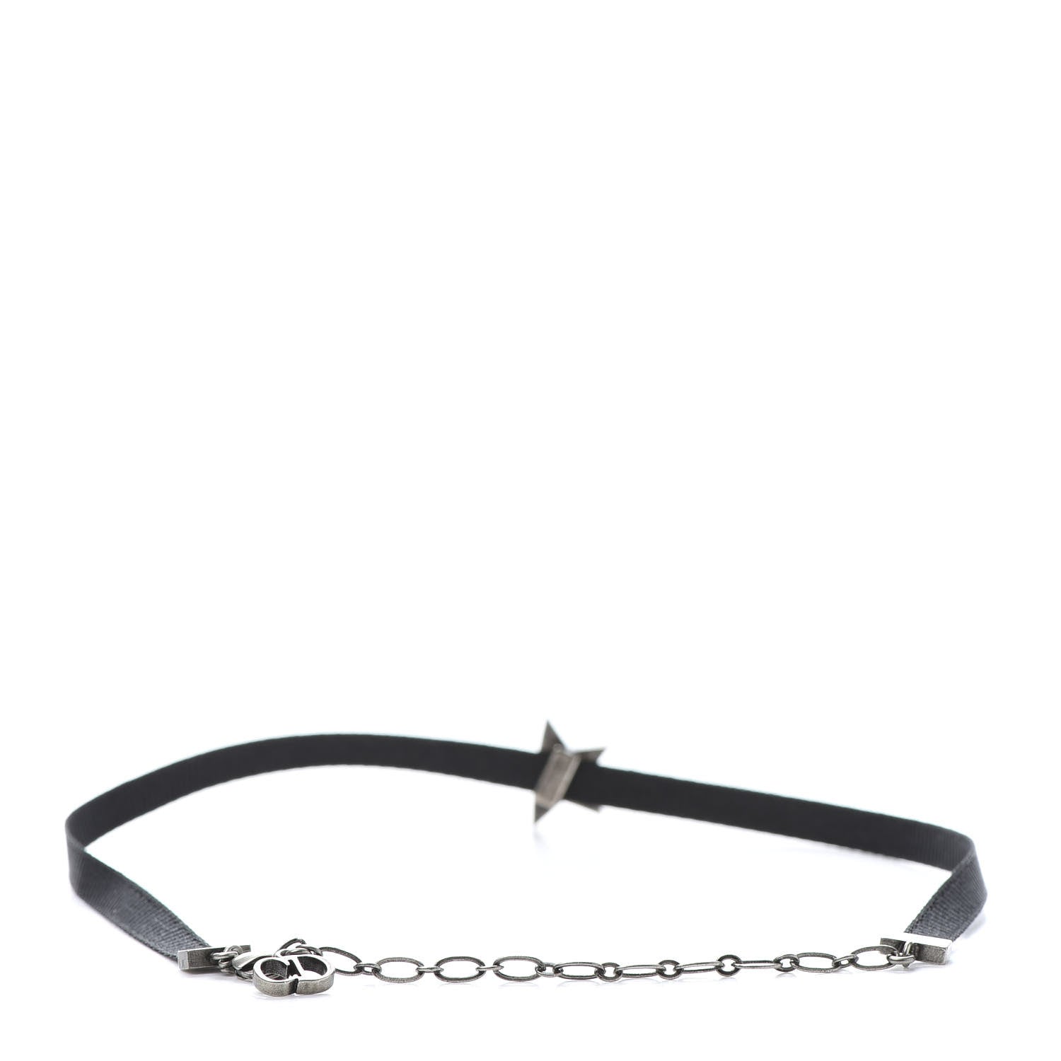 Christian Dior Grosgrain Ribbon Turquoise Star Choker Necklace Black 3 of 6