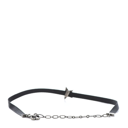 Christian Dior Grosgrain Ribbon Turquoise Star Choker Necklace Black 3 of 6