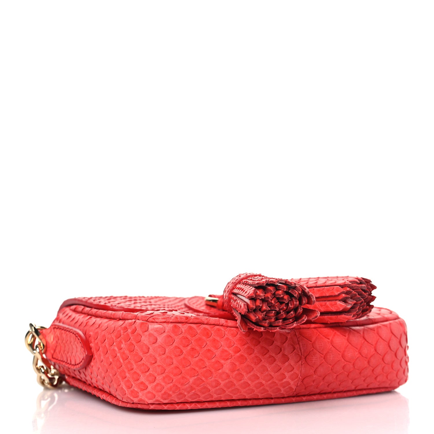 Burberry Snakeskin Mini Tassel Crossbody Bag Red 4 of 8