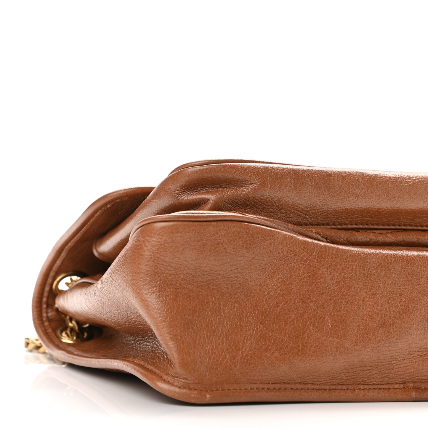 Crinkled Calfskin Matelasse Monogram Medium Niki Chain Satchel Natural Tan