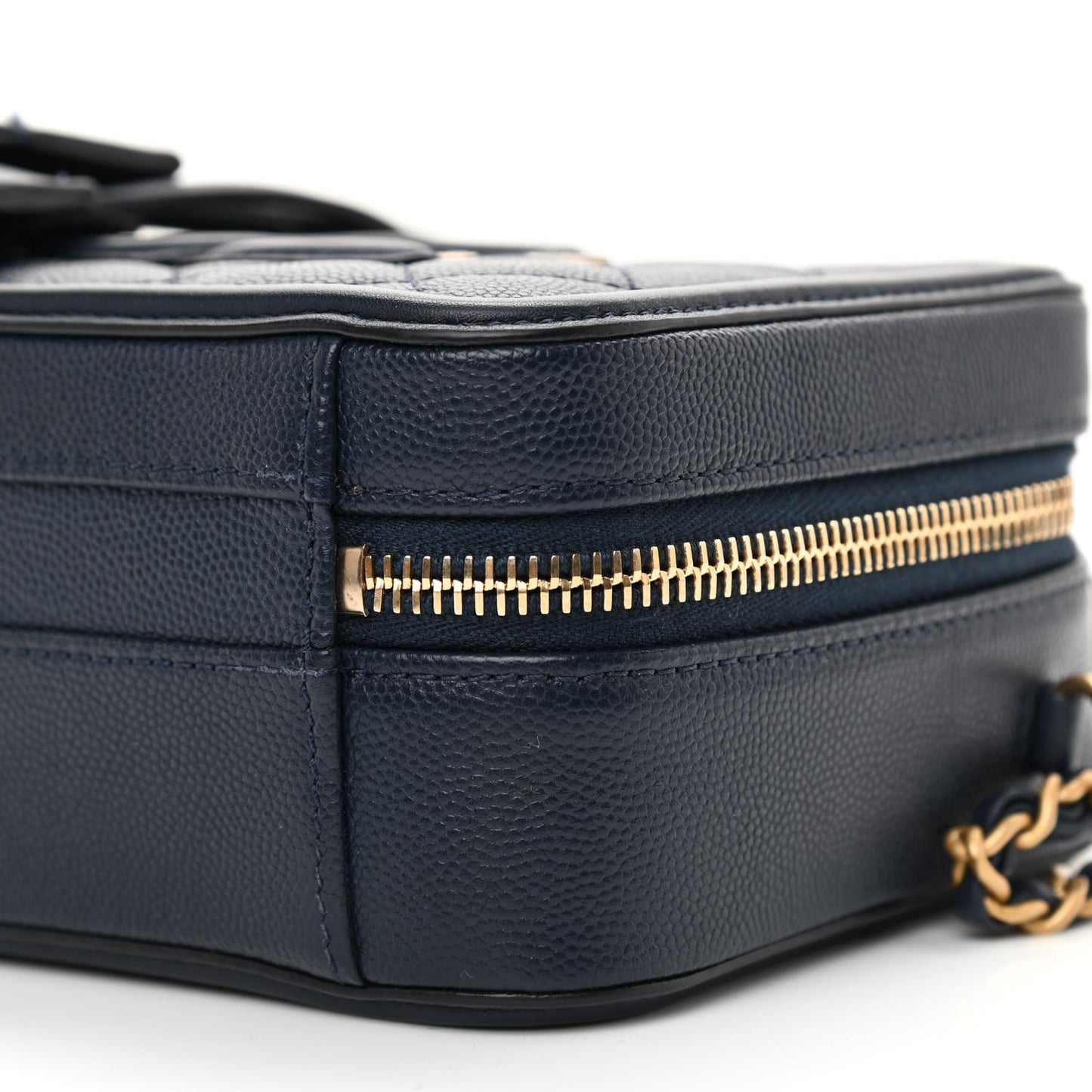 Caviar Quilted Small CC Filigree Vanity Case Navy
