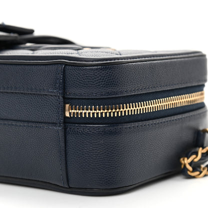 Chanel Caviar Quilted Small CC Filigree Vanity Case Navy 10 of 12