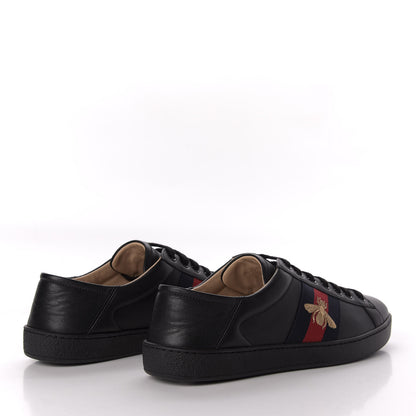 Gucci Calfskin Web Bee Embroidered Mens Ace Sneakers 8 Black 4 of 10