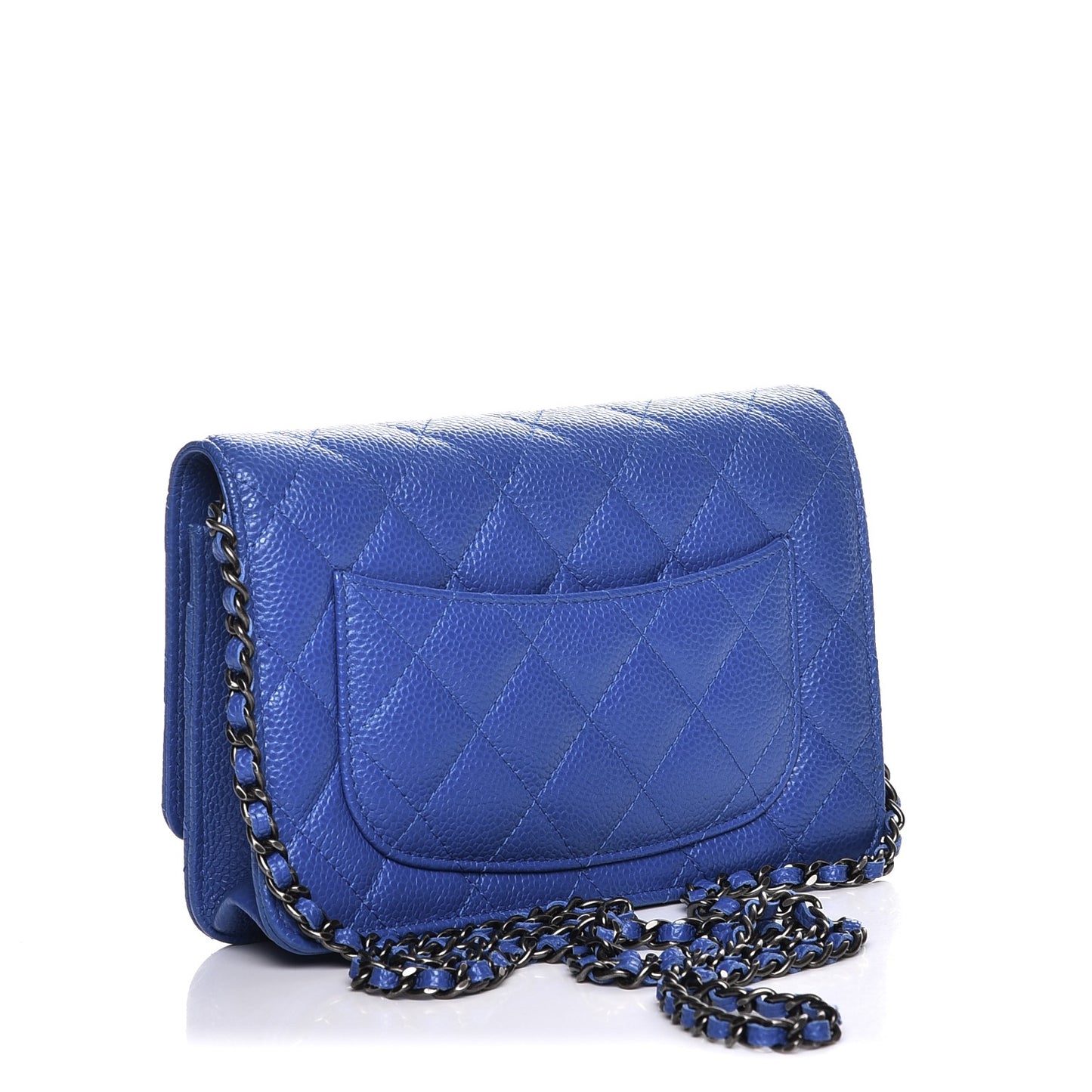 Caviar Quilted Wallet On Chain WOC Blue