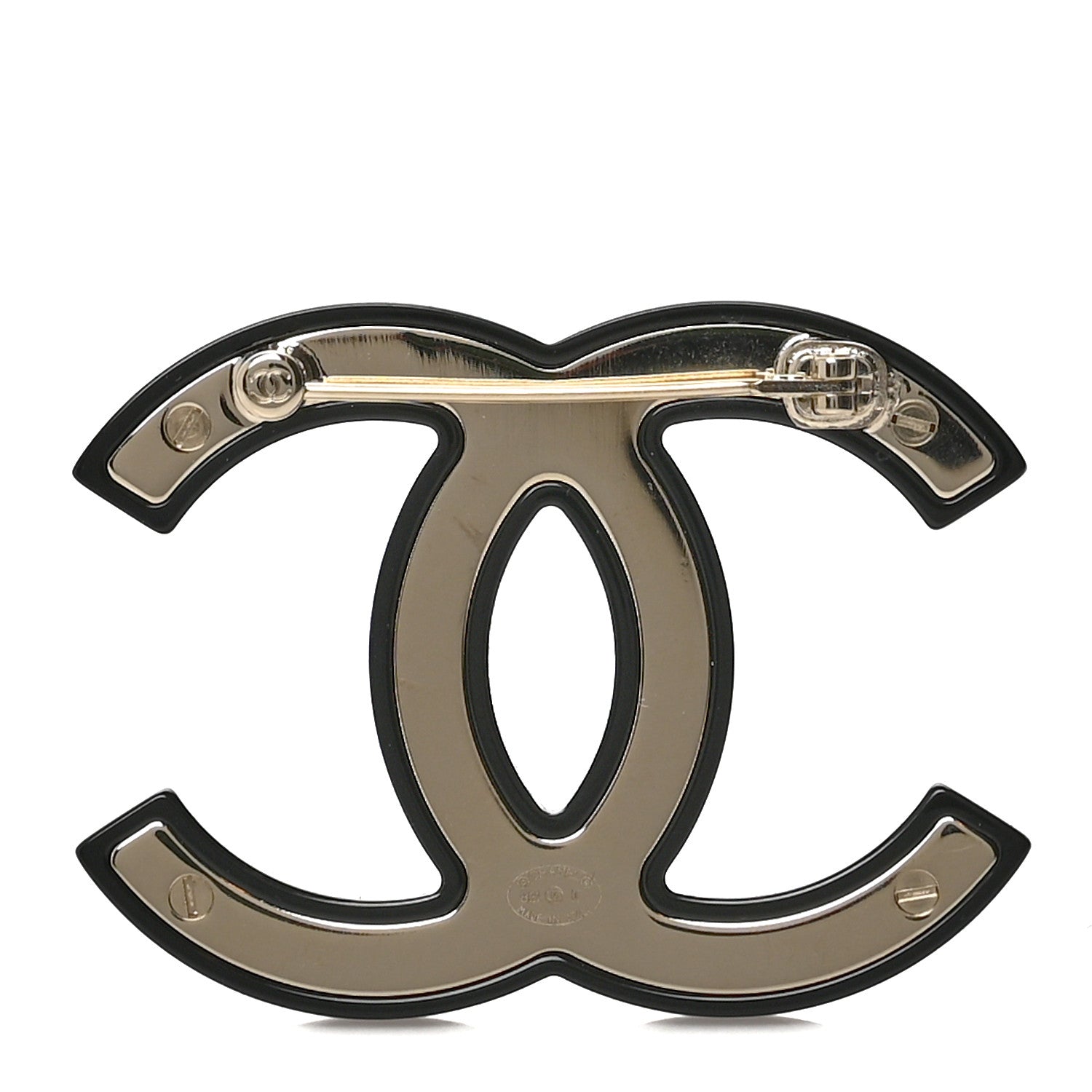 Chanel Resin Crystal CC Brooch Black 3 of 4