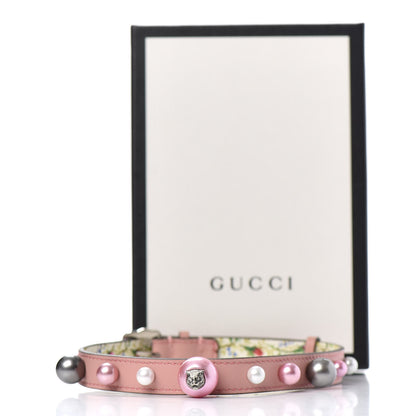 Gucci Calfskin Pearl Studded Feline Choker Pink 6 of 6