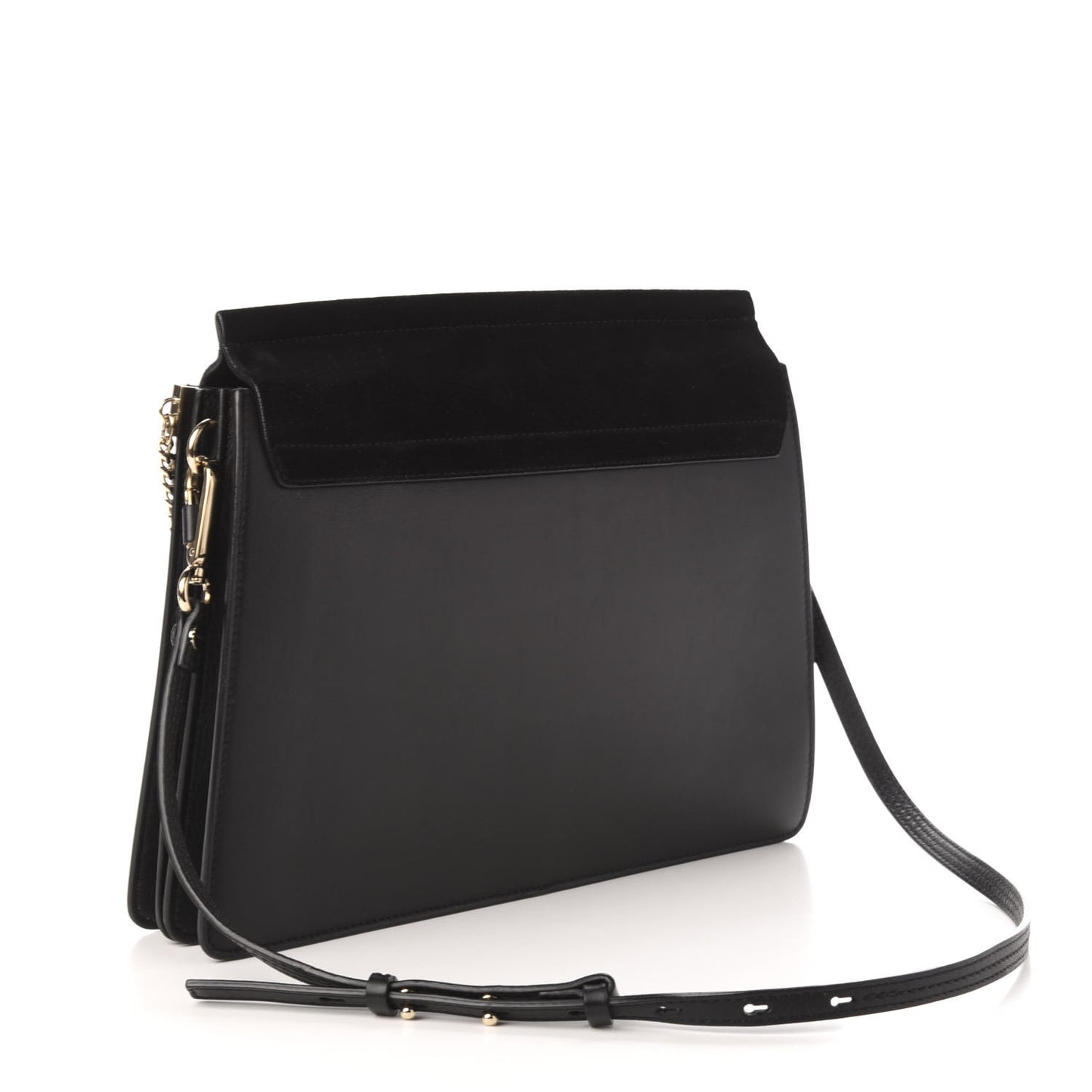 Suede Calfskin Medium Faye Shoulder Bag Black