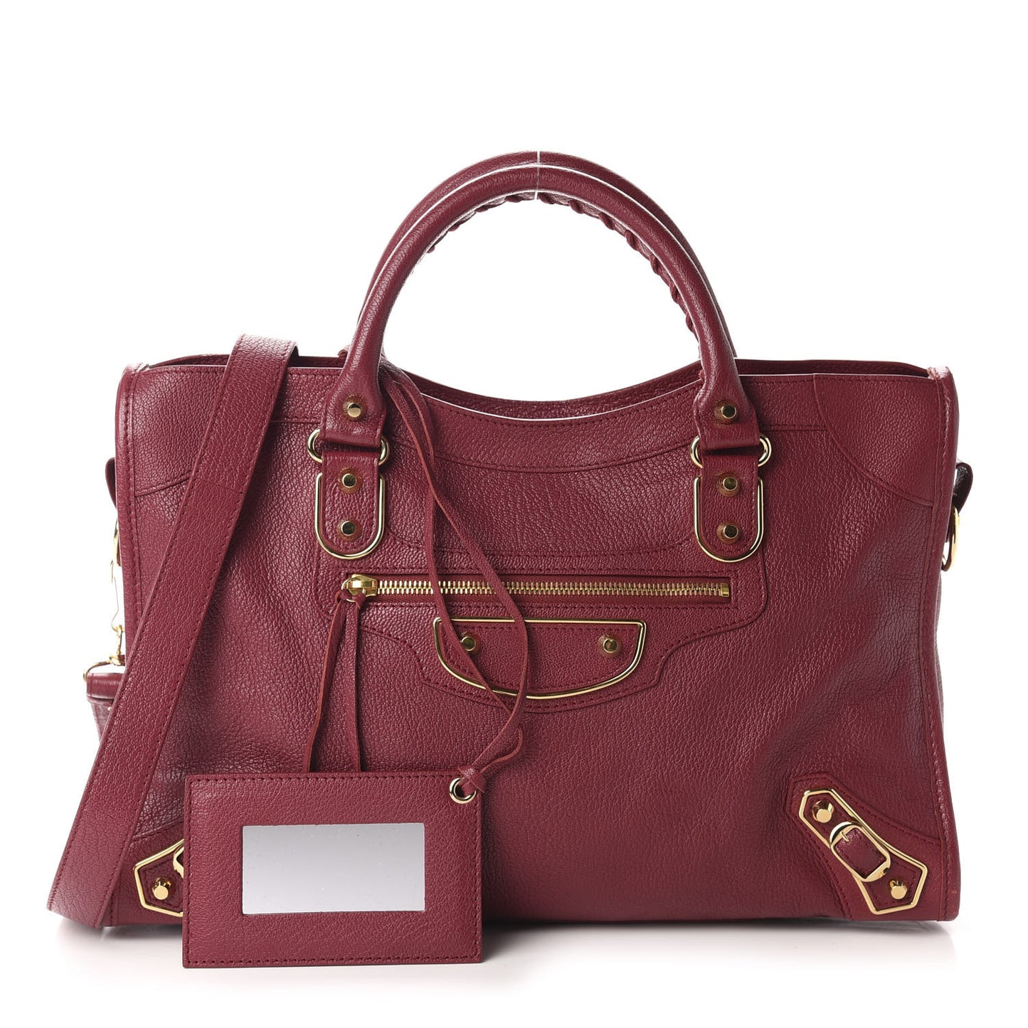 Chevre Gold Metallic Edge Hardware City Rouge Grenat