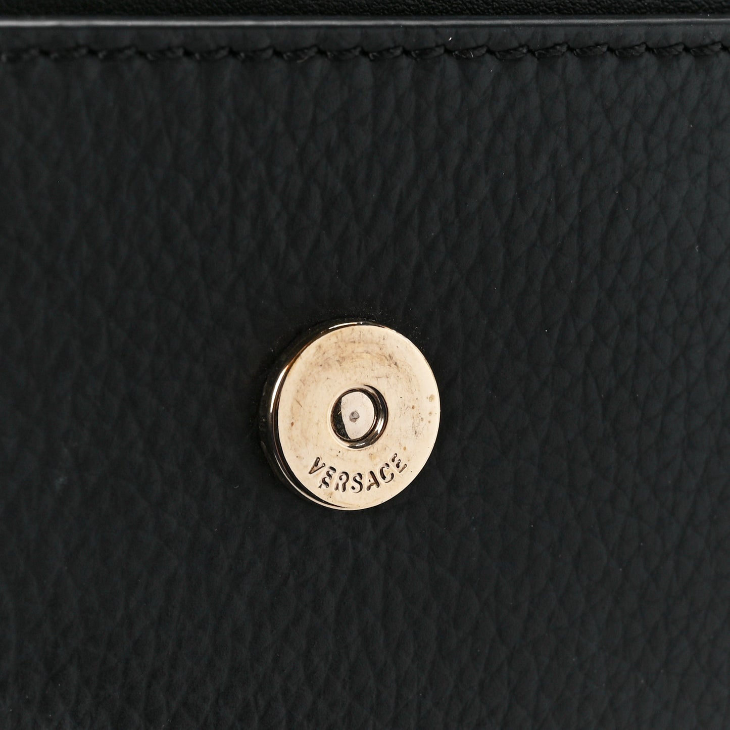Grained Calfskin Medusa Evening Clutch Bag Black