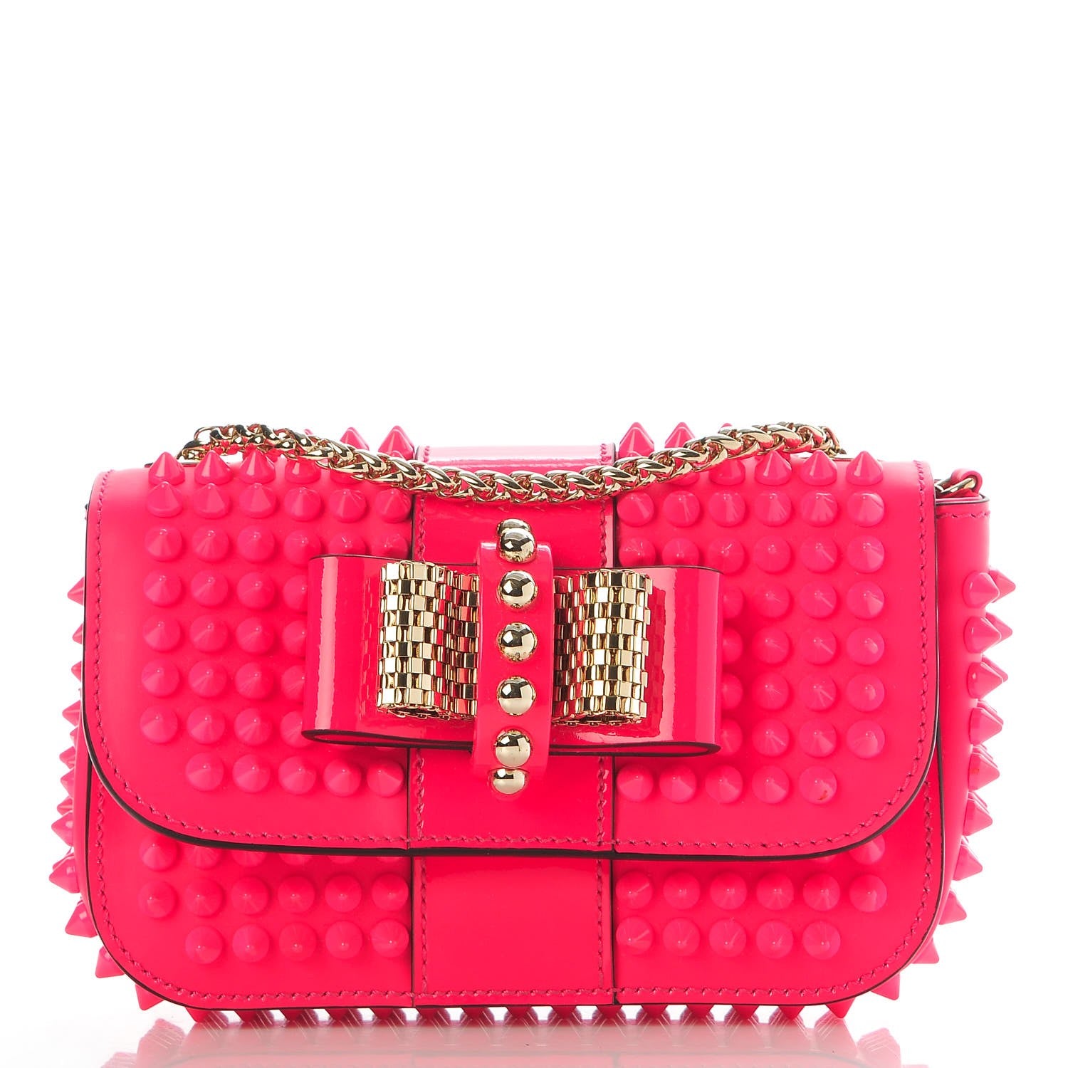 Christian Louboutin Patent Spiked Sweety Charity Crossbody Bag Neon Pink 1 of 9