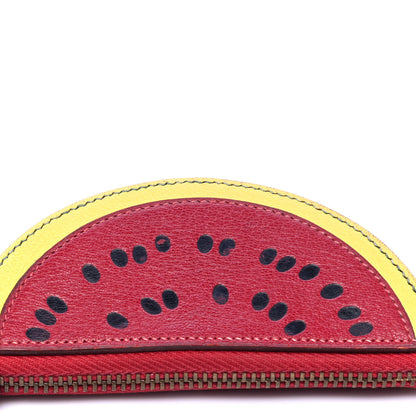 Hermes Chevre Mysore Courchevel Watermelon Coin Purse Rouge Garance Vert Clair 5 of 6