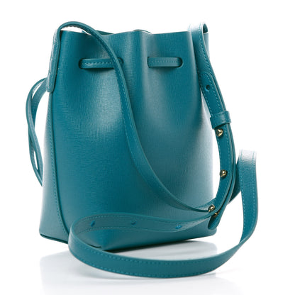 Mansur Gavriel Saffiano Mini Mini Bucket Bag Teal 3 of 12